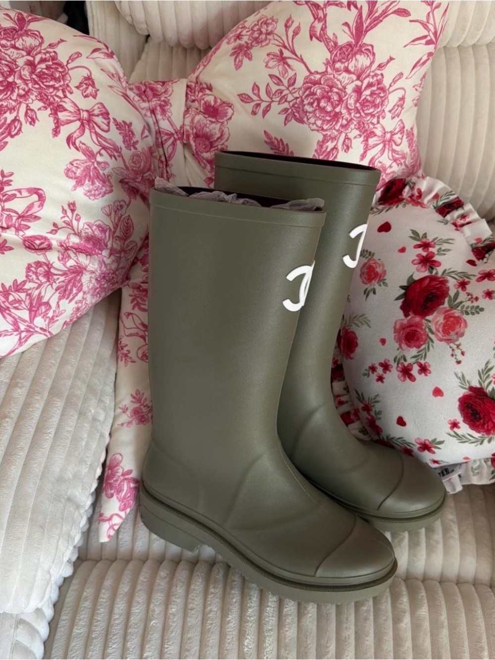 Classic CC Olive Green Women's Waterproof Rain Boots